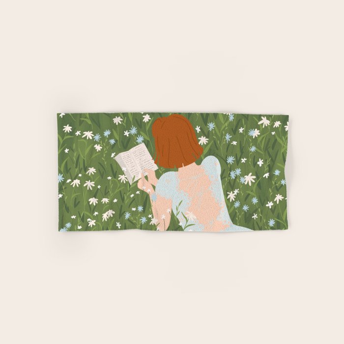 Reading in a Meadow  Bath Towel Gallery Image 1