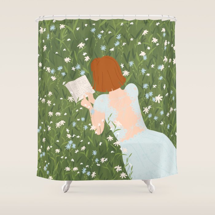 Reading in a Meadow  Shower Curtain Gallery Image 1