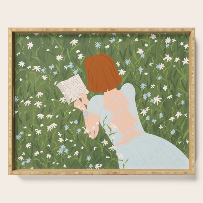 Reading in a Meadow  Serving Tray Gallery Image 1