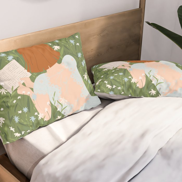 Reading in a Meadow  Pillow Sham Gallery Image 2