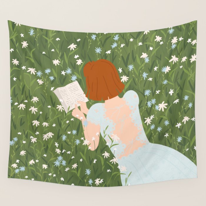 Reading in a Meadow  Wall Tapestry Gallery Image 4