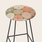 Mid Century Modern Atomic Retro Dots Pattern in Vintage Olive Green and Blush Pink Stool Gallery Image 2