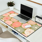 Mid Century Modern Atomic Retro Dots Pattern in Vintage Olive Green and Blush Pink Desk Mat Gallery Image 2