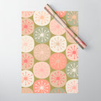 Mid Century Modern Atomic Retro Dots Pattern in Vintage Olive Green and Blush Pink Wrapping Paper Gallery Image 1