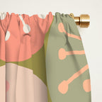 Mid Century Modern Atomic Retro Dots Pattern in Vintage Olive Green and Blush Pink Window Curtain Gallery Image 2