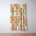 Mid Century Modern Atomic Retro Dots Pattern in Vintage Olive Green and Blush Pink Window Curtain Gallery Image 3