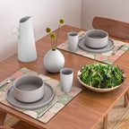 Mid Century Modern Atomic Retro Dots Pattern in Vintage Olive Green and Blush Pink Placemat Gallery Image 2