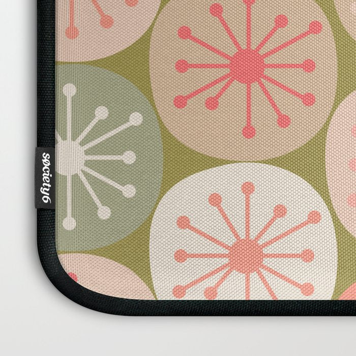 Mid Century Modern Atomic Retro Dots Pattern in Vintage Olive Green and Blush Pink Laptop Sleeve Gallery Image 3