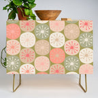 Mid Century Modern Atomic Retro Dots Pattern in Vintage Olive Green and Blush Pink Credenza Gallery Image 1