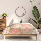 Mid Century Modern Atomic Retro Dots Pattern in Vintage Olive Green and Blush Pink Comforter Gallery Image 3