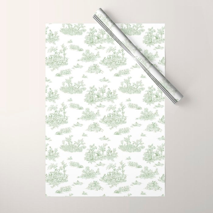 Toile De Jouy - Sage Wrapping Paper Gallery Image 1