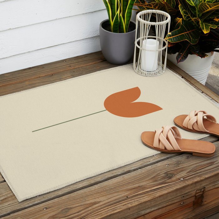 Vintage Tulip Minimalism - Red Outdoor Rug Gallery Image 2