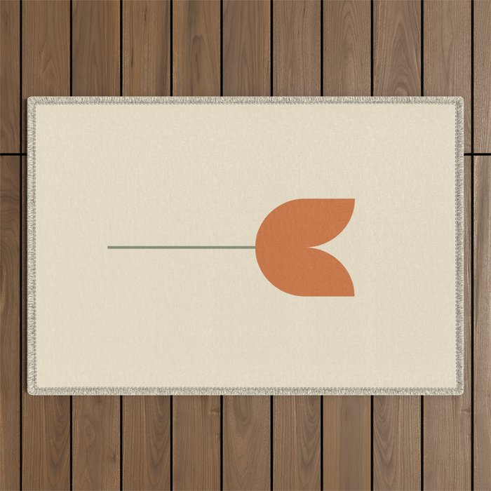 Vintage Tulip Minimalism - Red Outdoor Rug Gallery Image 1