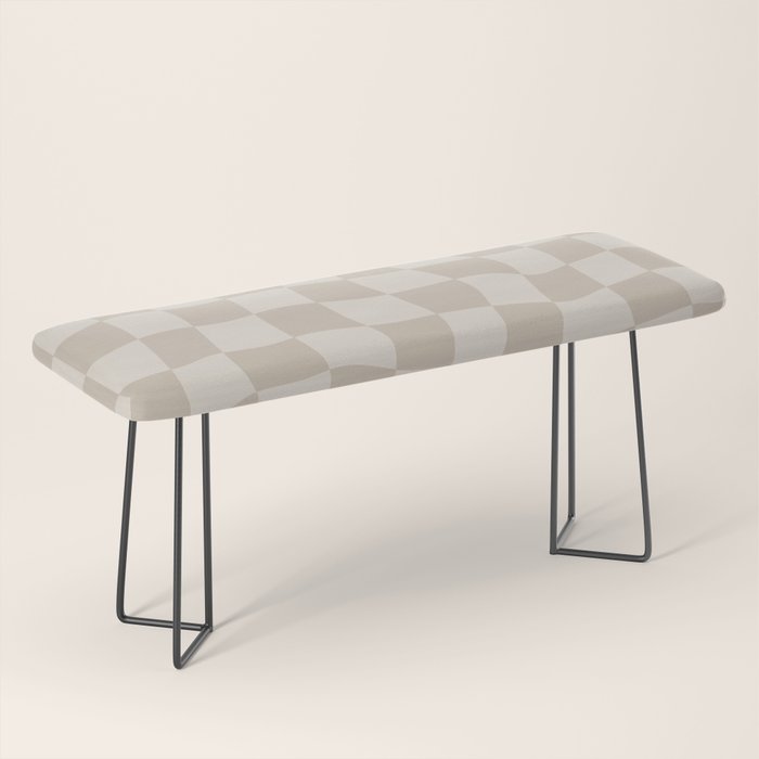 Warped Checkerboard - Neutral Beige Bench Gallery Image 1