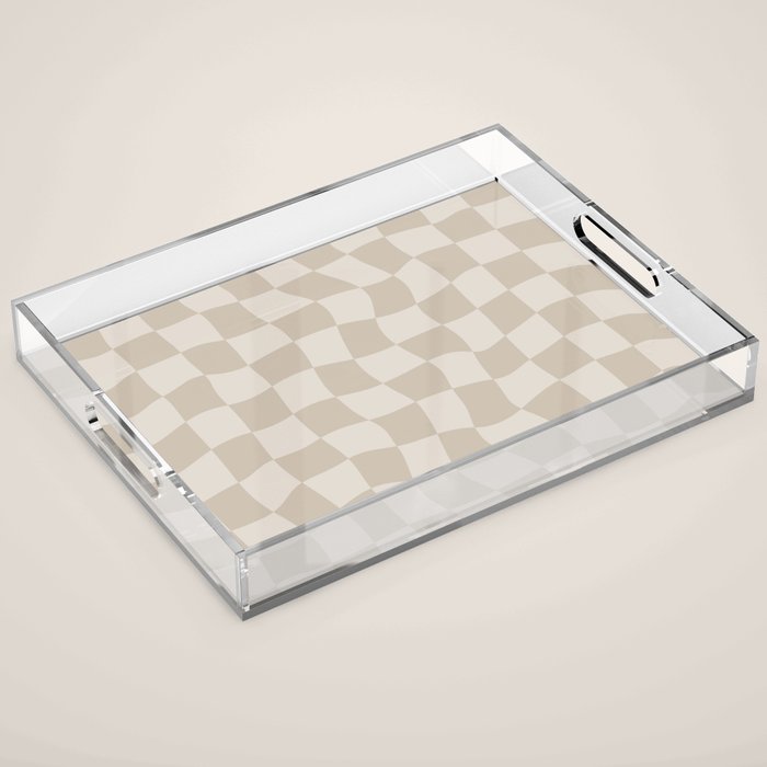 Warped Checkerboard - Neutral Beige Acrylic Tray Gallery Image 1