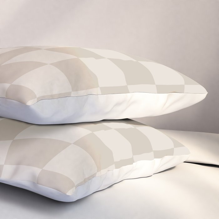 Warped Checkerboard - Neutral Beige Pillow Sham Gallery Image 3