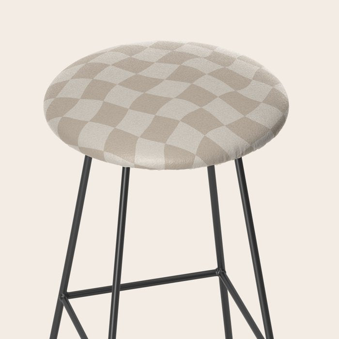 Warped Checkerboard - Neutral Beige Stool Gallery Image 2