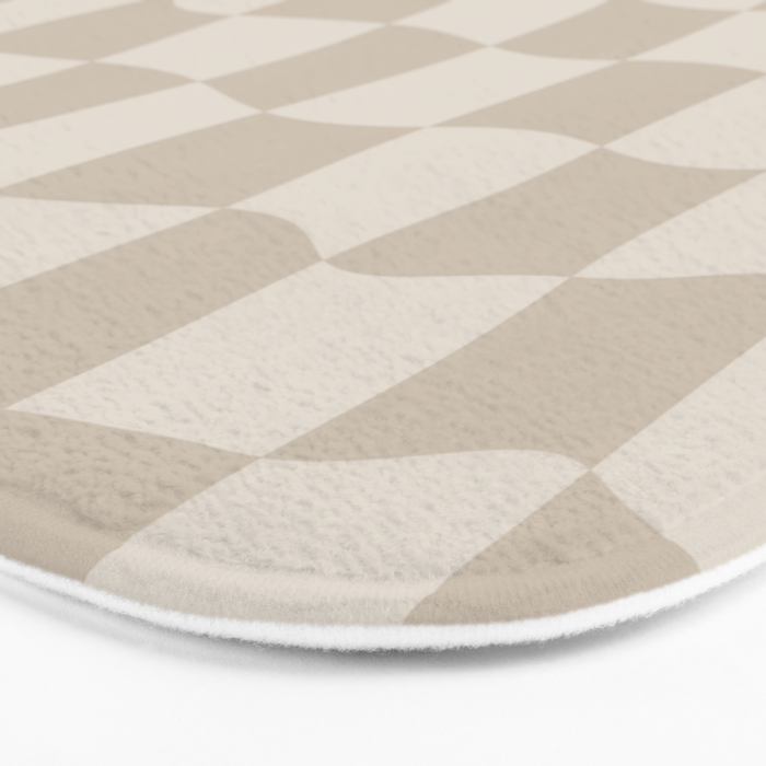 Warped Checkerboard - Neutral Beige Bath Mat Gallery Image 3