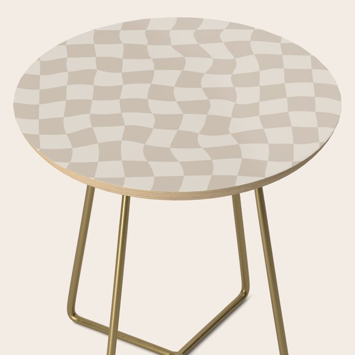 Warped Checkerboard - Neutral Beige Side Table Gallery Image 2