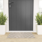Warped Checkerboard - Neutral Beige Welcome Mat Gallery Image 3
