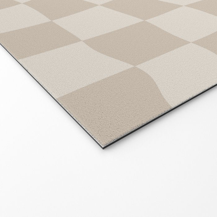 Warped Checkerboard - Neutral Beige Welcome Mat Gallery Image 2