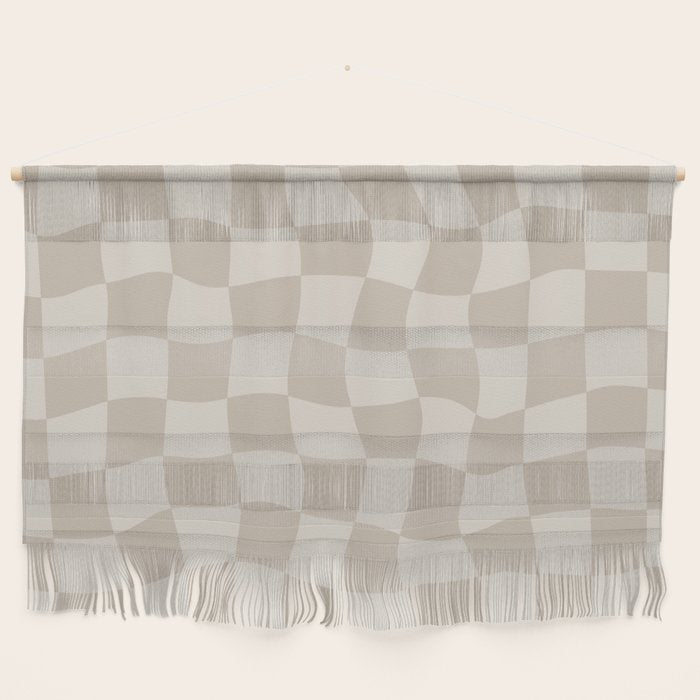 Warped Checkerboard - Neutral Beige Wall Hanging Gallery Image 1