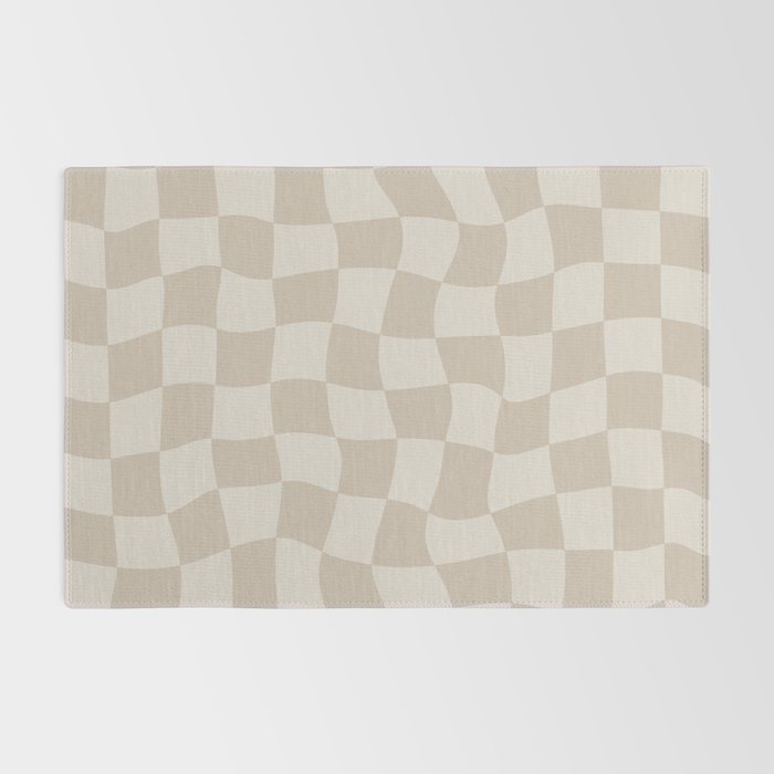 Warped Checkerboard - Neutral Beige Rug Gallery Image 2