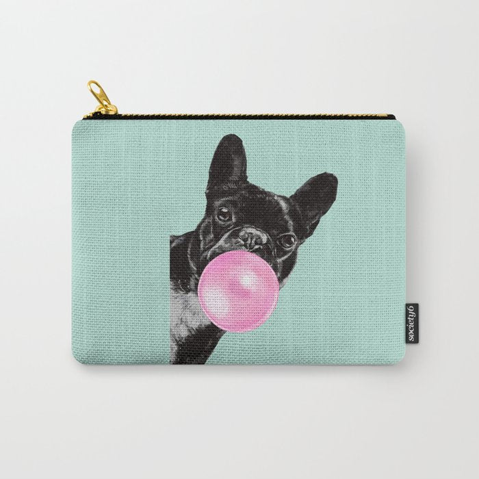Bubble Gum Sneaky French Bulldog in Green Carry All Pouch Gallery Image 1
