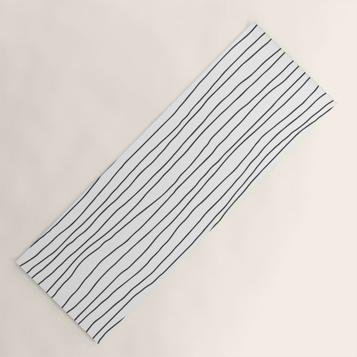 Hand Drawn Lines Vertical White Dark Gray Yoga Mat Gallery Image 1