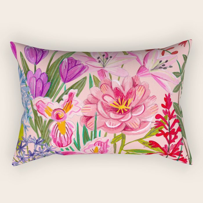 Boho wild flowers bouquet Rectangular Pillow Gallery Image 2