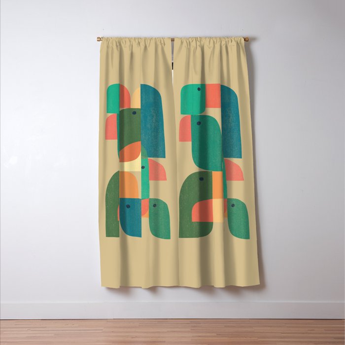 Mid-century tropical birds Window Curtain Gallery Image 3