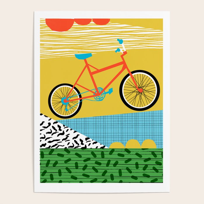 Outtie - velocitech mountain machine, biking, bicycle art print, cyclist gifts, bike art prints Poster Gallery Image 1