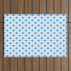 Mid Century Modern Atomic Starbursts Blue and White Pattern Outdoor Rug Gallery Image 1