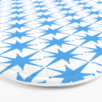 Mid Century Modern Atomic Starbursts Blue and White Pattern Bath Mat Gallery Image 3