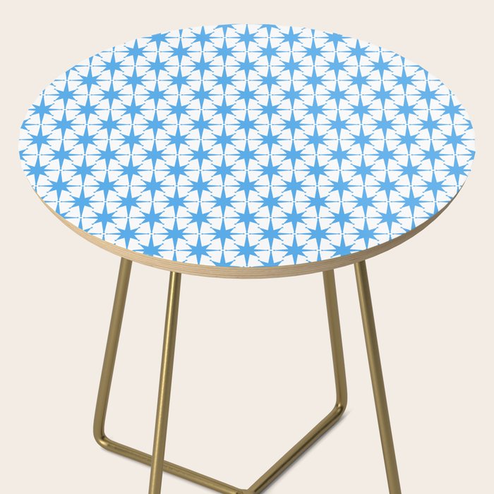 Mid Century Modern Atomic Starbursts Blue and White Pattern Side Table Gallery Image 2