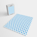 Mid Century Modern Atomic Starbursts Blue and White Pattern Jigsaw Puzzle Gallery Image 2