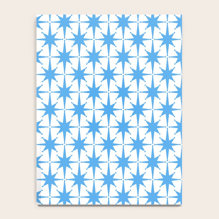 Mid Century Modern Atomic Starbursts Blue and White Pattern Notebook Gallery Image 4