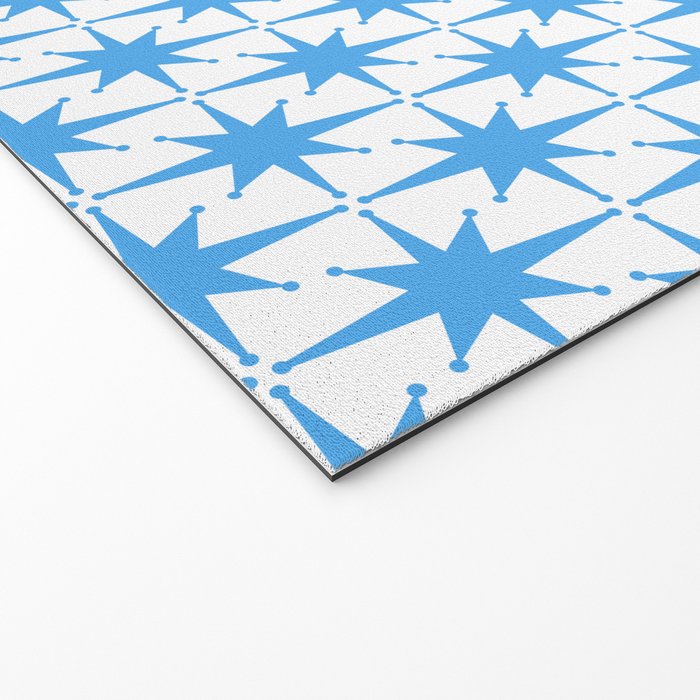 Mid Century Modern Atomic Starbursts Blue and White Pattern Welcome Mat Gallery Image 2