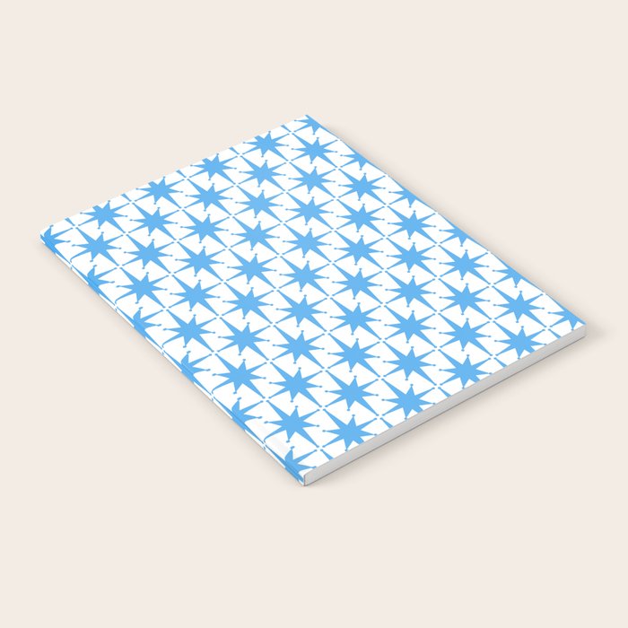 Mid Century Modern Atomic Starbursts Blue and White Pattern Notebook Gallery Image 2