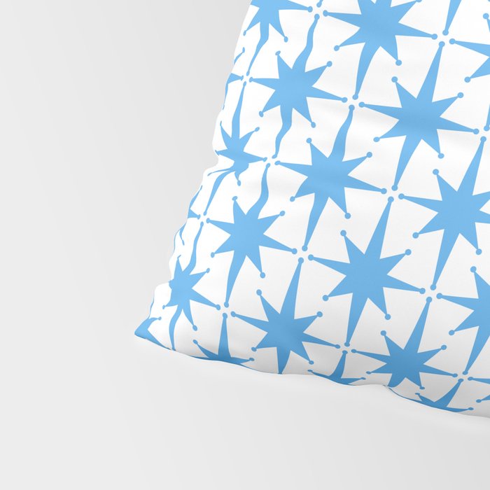 Mid Century Modern Atomic Starbursts Blue and White Pattern Pillow Sham Gallery Image 4