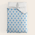 Mid Century Modern Atomic Starbursts Blue and White Pattern Duvet Cover Gallery Image 6