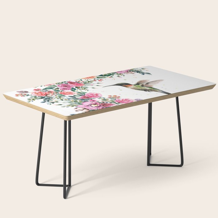 Hummingbird and Flowers Watercolor Animals Coffee Table Gallery Image 1