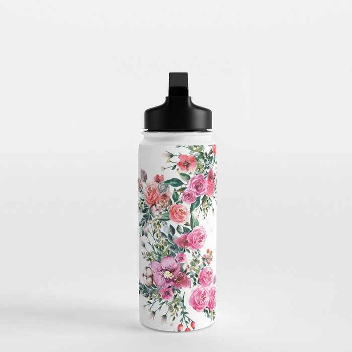 Hummingbird and Flowers Watercolor Animals Water Bottle Gallery Image 3