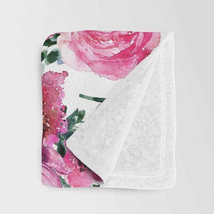 Hummingbird and Flowers Watercolor Animals Throw Blanket Gallery Image 3