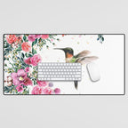 Hummingbird and Flowers Watercolor Animals Desk Mat Gallery Image 1