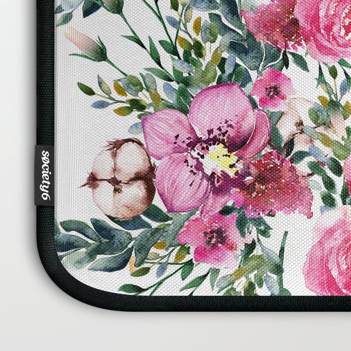 Hummingbird and Flowers Watercolor Animals Laptop Sleeve Gallery Image 3