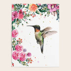 Hummingbird and Flowers Watercolor Animals Poster Gallery Image 4
