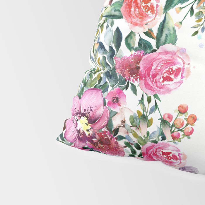 Hummingbird and Flowers Watercolor Animals Pillow Sham Gallery Image 4