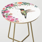 Hummingbird and Flowers Watercolor Animals Side Table Gallery Image 2