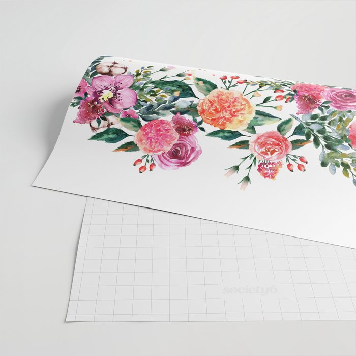 Hummingbird and Flowers Watercolor Animals Wrapping Paper Gallery Image 2